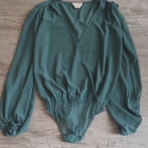 Joyfolie Sheer Teal Bodysuit